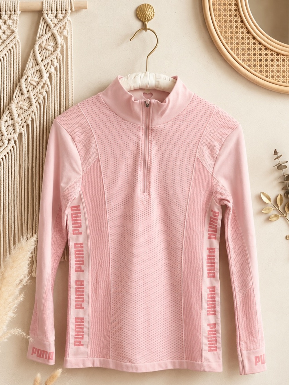 NWT Puma Evoknit Light Pink Half-Zip Women's Cowl Sweater